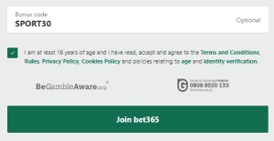 bet365 bonus code sport30